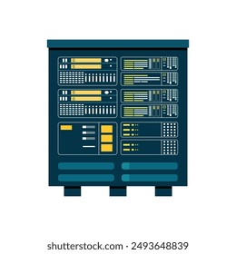 Huge server rack isolated on white background. data storage. cloud storage. computing technology flat illustration. - Powered by Shutterstock - Get 15% off with code: PIKWIZARD15