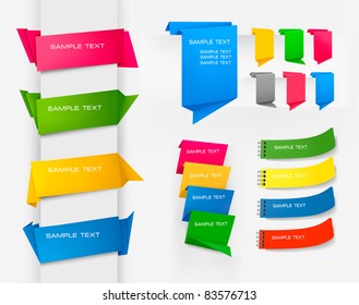 Huge set of colorful origami paper banners. Vector illustration.