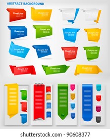 Huge set of colorful origami paper banners. Vector illustration.