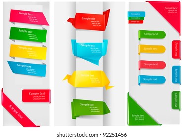 Huge set of colorful origami paper banners and stickers. Vector illustration.