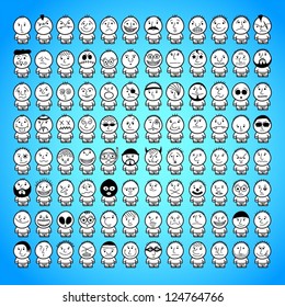 Huge set of funny hand drawn characters.