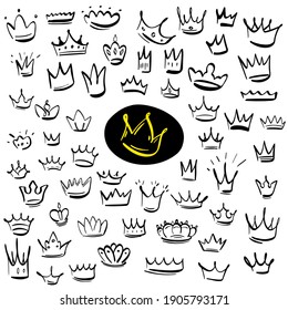 
Huge set of hand drawn crowns in doodle style.