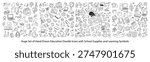 Huge Set of Hand Drawn Education Doodle Icons with School Supplies and Learning Symbols