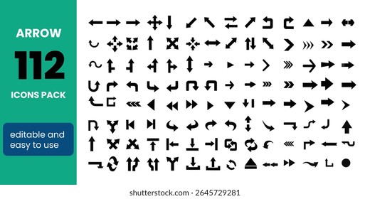 Huge set of line arrows. Arrow and Cursor vector collection. Big set of vector flat arrows. Editable stroke