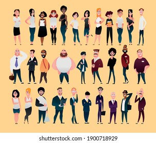 Enorme serie de personajes fijos de oficina, empleados de la empresa