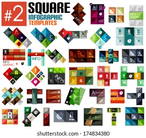 Huge set of square infographic templates #2 for business background | numbered banners | business lines | graphic website