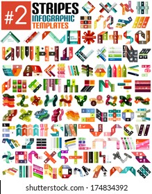 Huge set of stripe infographic templates #2 for business background | numbered banners | business lines | graphic website