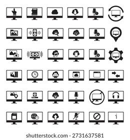 Huge set of thirty six filled computer screen icons