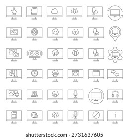 Huge set of thirty six linear computer screen icons