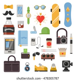 Huge set of vintage styled design hipster icons