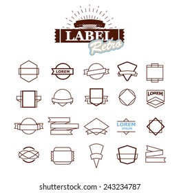 Huge set of vintage vector badge shapes, collection of design elements for creating retro logos