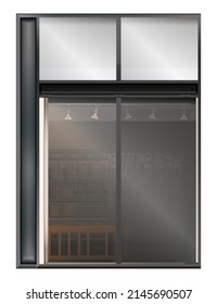 Enorme escaparate. Ilustración vectorial realista.