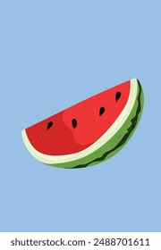 Huge slice of a watermelon on a blue background
