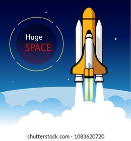 Huge space, the shuttle departing to the sky.
