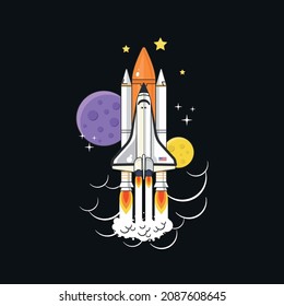 Huge space, the shuttle departing to the sky.