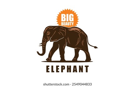 grande e forte logotipo de caminhada do elefante, grande silhueta de ilustrações de vetor de pé animal jumbo