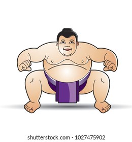 huge sumo wrestler in action vector cartoon