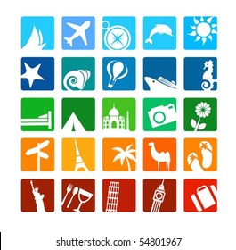 Huge tourism and vacation icons set