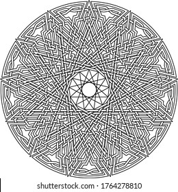 Huge tridecagram pattern symbol with  geometric shape clock pattern inside huge circular tridecagon with vector background