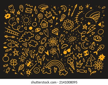 Huge Vector Set Cute Handsketched Ink Stock Vector (Royalty Free