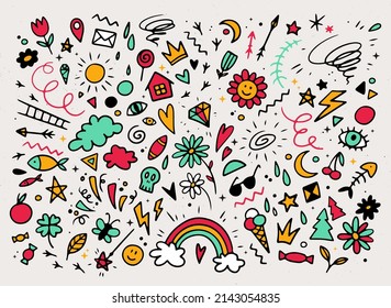 Huge Vector Set Cute Handsketched Ink Stock Vector (Royalty Free