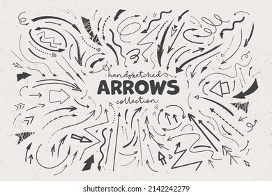 Huge vector set of handsketched arrows. Direction, pointers,isolated decorative elements template collection. Business clipart, social media, concept design.