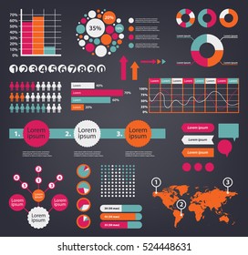 Huge vector set of infographic design elements. Use them for presentation, advertising, web, visualization, science reports