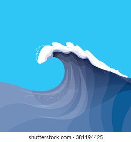 Huge wave for surfing. Ocean storm background. seascape vector background