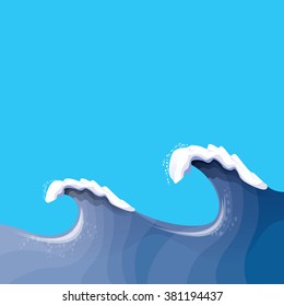 Huge wave for surfing. Ocean storm background. seascape vector background