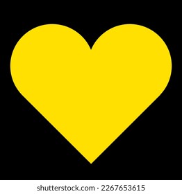 A huge yellow heart on black background.