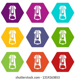 Huge zip icons 9 set coloful isolated on white for web