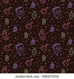 El gran estilo El fondo es una casa acogedora de estilo danés. Banner Home comfort con velas, tetera, taza, libro para textiles. Ilustración del vector