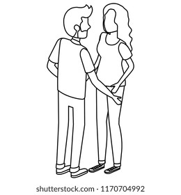 hugged couple avatars characters