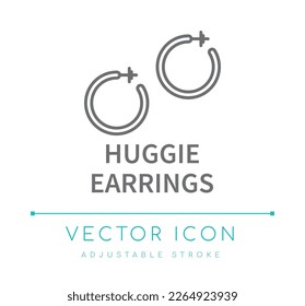 Huggie Earrings Jewelry Vector Line Icon