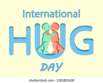 hugging 3d figures of people and text for International Hug Day
