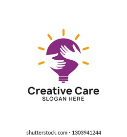 hugging bulb icon symbol design. creative idea logo designs template