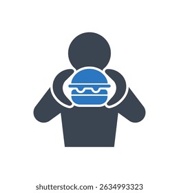 Hugging Burger Icon Isolated On White Background