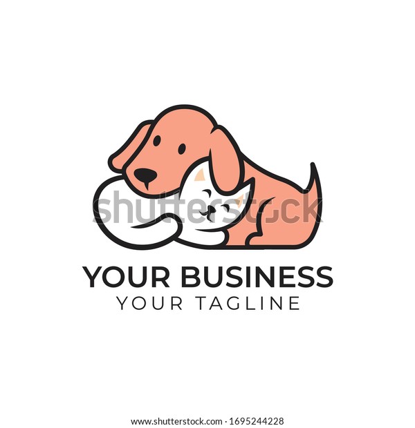 Hugging Cat Dog Logo Template Stock Vector (Royalty Free) 1695244228 ...