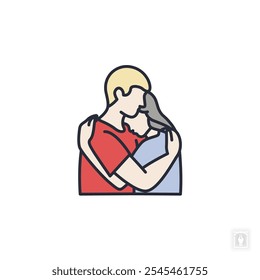 Hugging couple icon. Hugging couple Symbol sign for mobile concept and web design. Vector icon, Logo illustration, Vector graphics