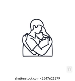 Hugging couple icon. Hugging couple Symbol sign for mobile concept and web design. Vector icon, Logo illustration, Vector graphics