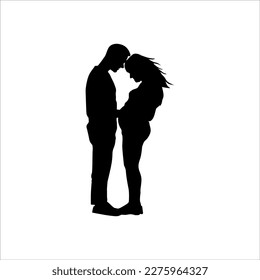 hugging couple silhouette vector design
