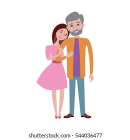 Hugging couple vector illustration.
