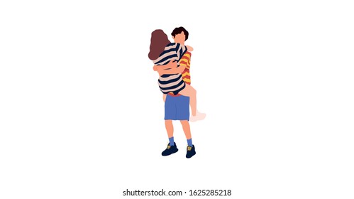 Hugging couple vector isolated flat illustration