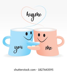 Hugging Cups and Love Cups Vector