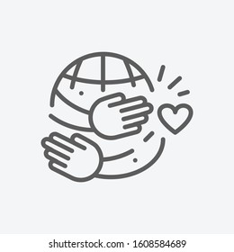 Hugging day icon line symbol. Isolated vector illustration of icon sign concept for your web site mobile app logo UI design.