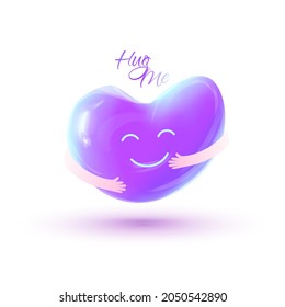 Hugging day international holiday with realistic heart. Vector illustration