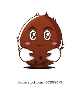 Hugging face coconut cartoon character vector art