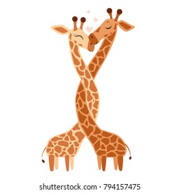 Hugging Giraffe Postcard Vector illustration