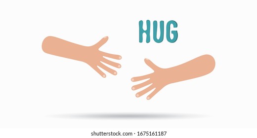 Hugging hands. Arm embrace, relationship hugged hands