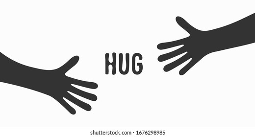 Hugging hands. Arm embrace, relationship hugged hands